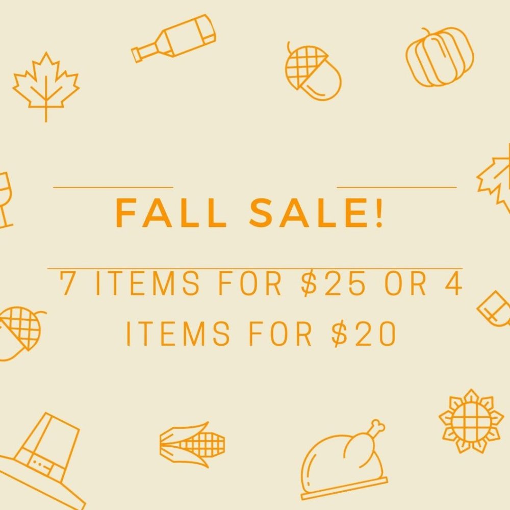 HUGE FALL SALE! ALL ITEMS $20 OR LESS INCLUDED